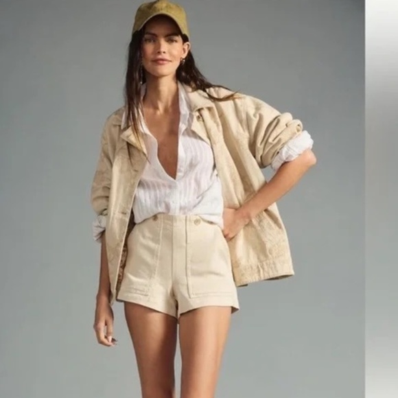 NWT Anthropologie Pilcro Kit Utility Shorts In Ivory  33 - Picture 1 of 3